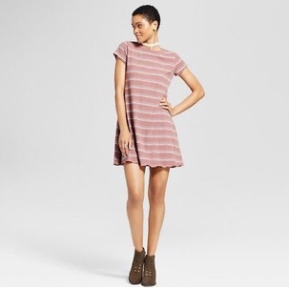 Target Mossimo Striped Ruffle T-Shirt Dress